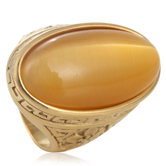 Men's Titanium Steel Oval Stone Retro Trendy Personality Punk Rings