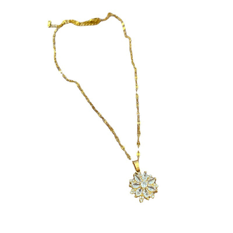 Full Diamond Real Gold Female Lucky Necklaces