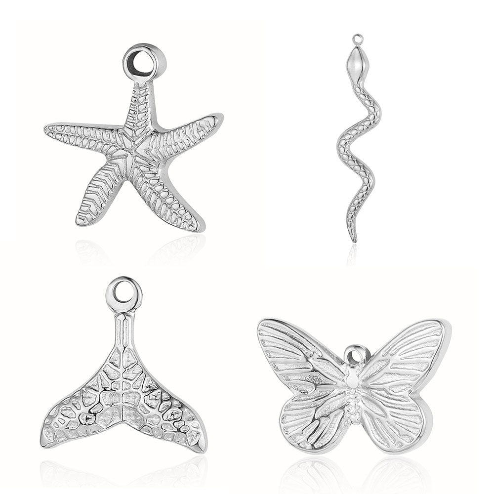 French Retro Titanium Steel Starfish Fishtail Ornament Accessories Dolphin Pendants