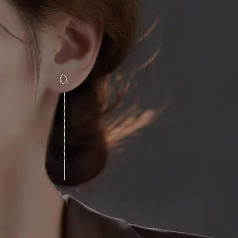 Sier English Letters Trendy Light Luxury High-grade Elegant Face Slimming Ear Line