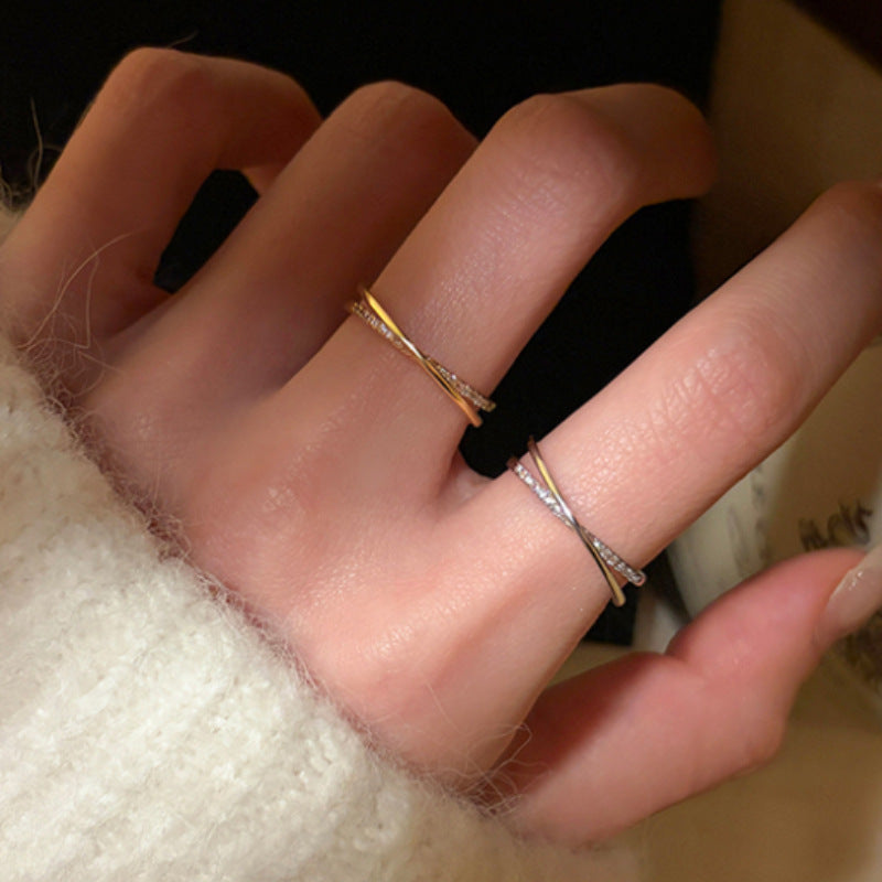 Minimalist Refined Zircon Cross Female Personality High-grade Light Luxury Rings