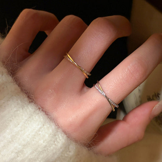 Minimalist Refined Zircon Cross Female Personality High-grade Light Luxury Rings