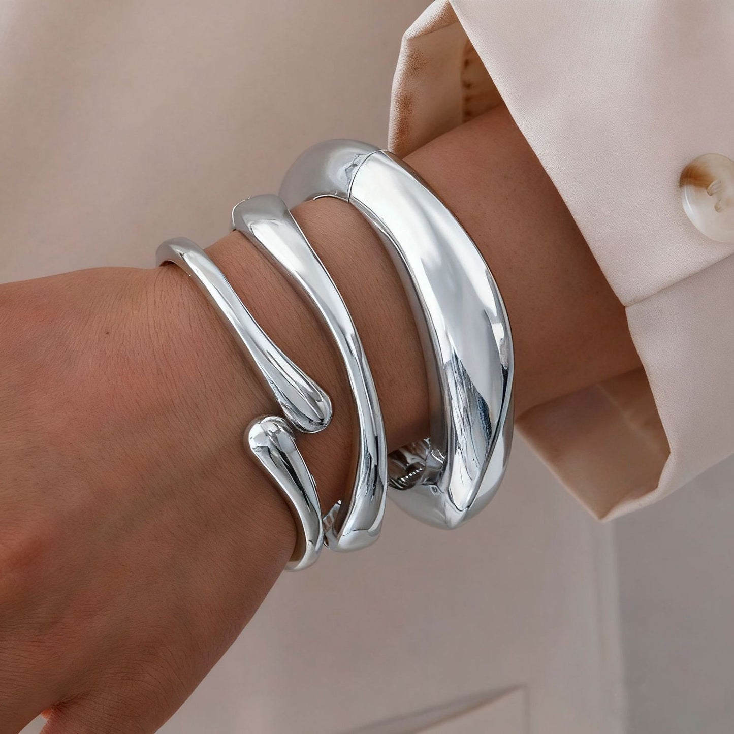 Leaves Glossy Irregular With Personality Stripes Bracelets