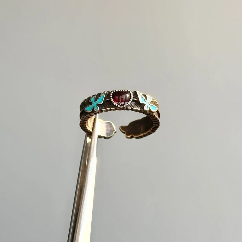 Imitation Blue Treasure Egg Noodles Bow Female Niche Ring