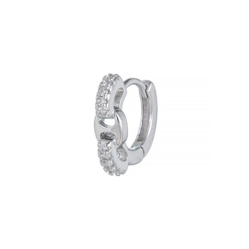 Women's Micro Inlaid Zircon Fashionable Simple Geometric Clip Personalized Hot Design Earrings