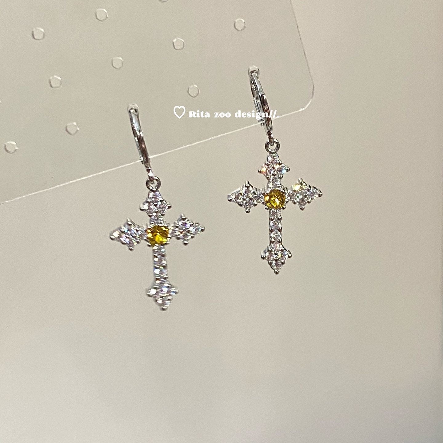 Women's Sparkling Full Rhinestone Cross Clip Niche Temperament Design Rings