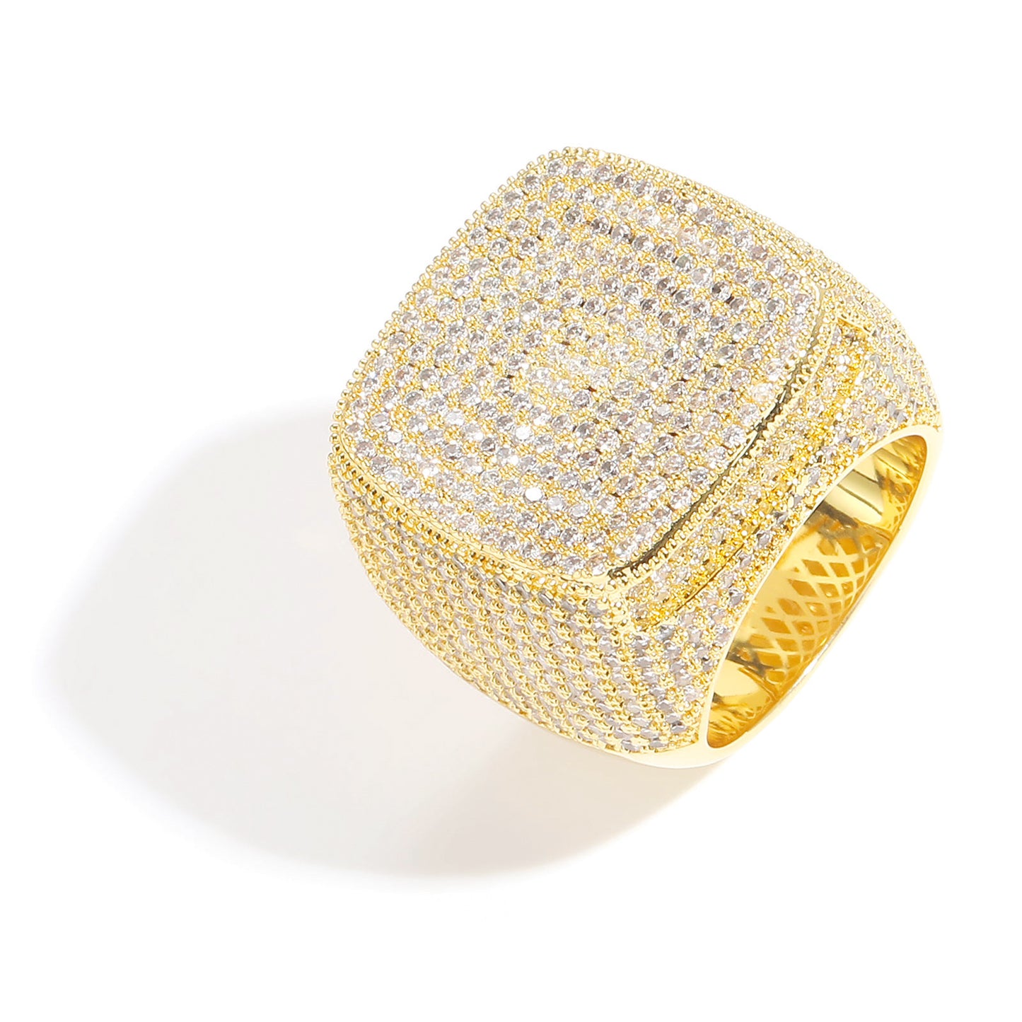 Men's Full Diamond Square Exaggerated Micro Inlaid Rings