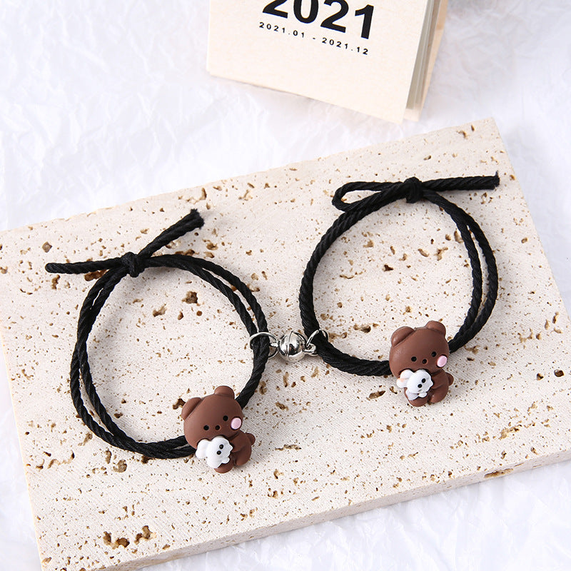 Cute Cartoon Couple Small Rubber Band For Boyfriend Bracelets