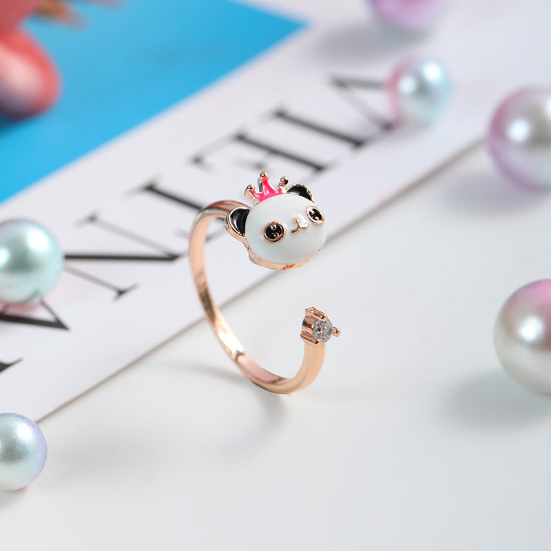 Panda Spinning Creative Opening Adjustable Index Finger Ring
