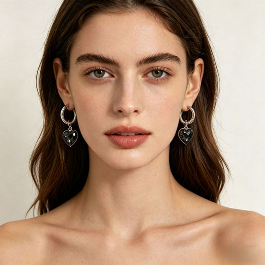 Women's Hot High-grade Gray Black Love Personality Affordable Luxury Earrings