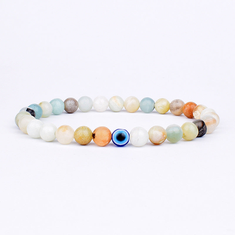 Natural Stone Brace Lace Resin Devil's Eye Beaded Elastic String Bracelet