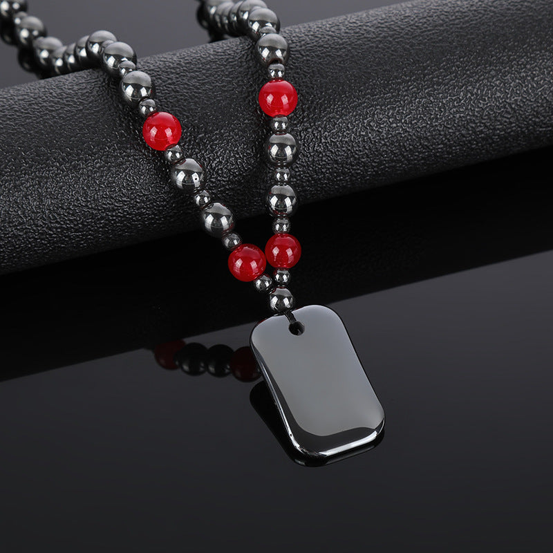 Live Supply Imitation Red Agate Magnetic Haematite Empowerment Sweater Necklace