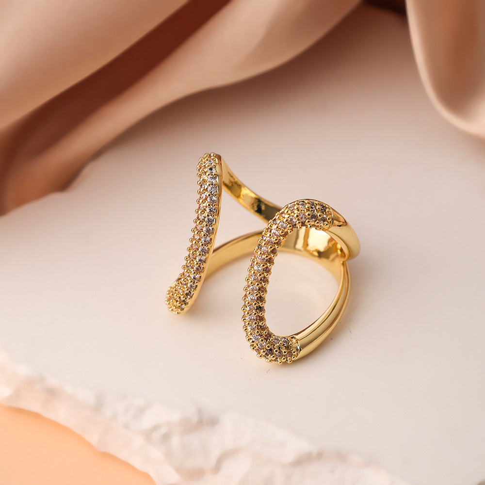 Wide Open High-grade Rhinestone Light Luxury Ring