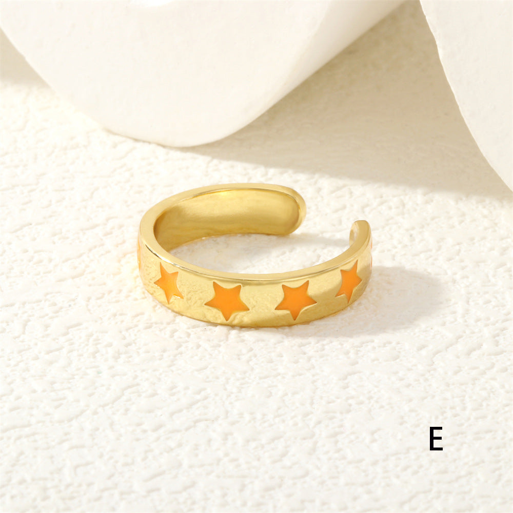 Element Style Five-pointed Star Cold Retro Rings