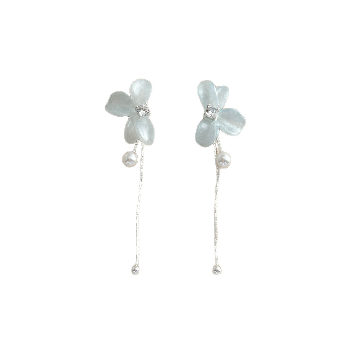 Women's Long White Flower Tassel Pearl For Gentle Fashion Dignified Generous Rings