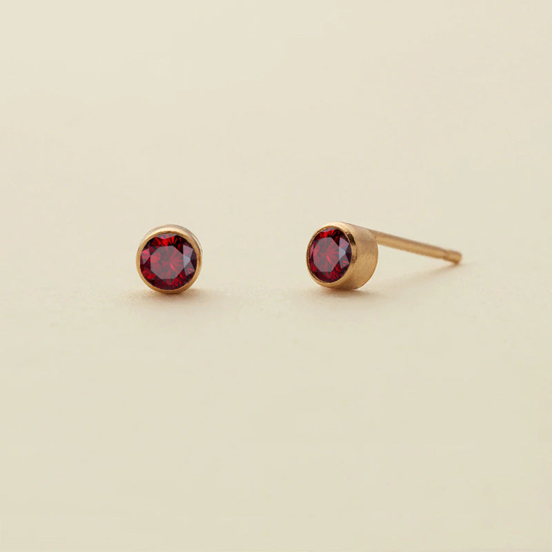 Rhinestone Color Niche Stainless Steel Gold Plated Ear Stud Earrings