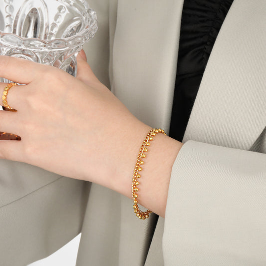 Exotic Style Exaggerated Niche Ball Female Tassel Design Titanium Steel Bracelets
