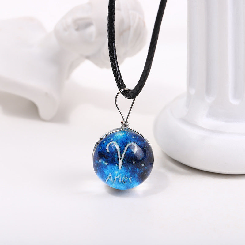 Starry Sky Luminous Twee Constellation Glass Mori Fresh Clavicle Chain Necklace