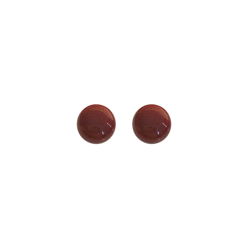 Sier Needle Red Cherry Daily Commuter Earrings