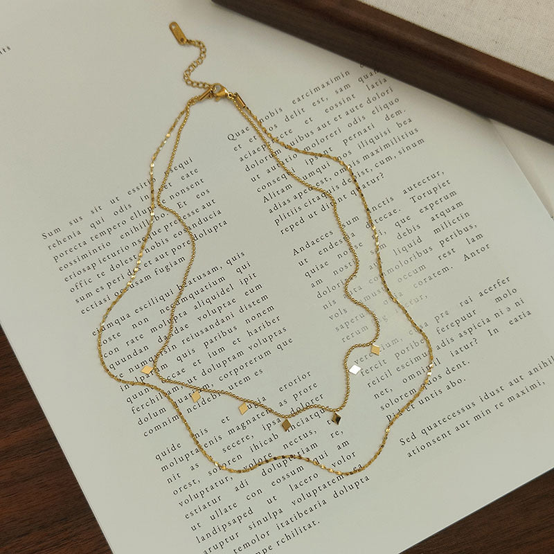 Women's Style Sequins Petal Chain Gold-plated Titanium Necklaces