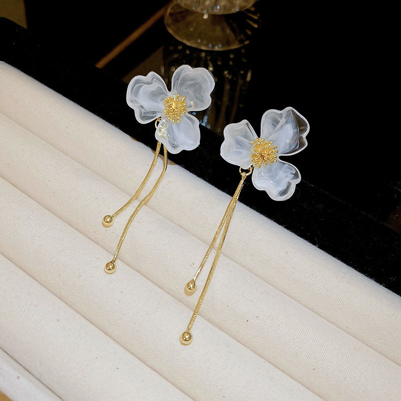 Needle Raffia Fabric White Flower Light Luxury Rings
