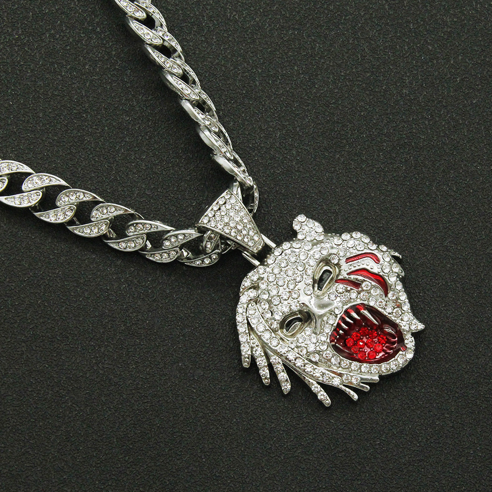 Men's Rap Domineering Diamond Leopard Head Cuban Link Necklaces