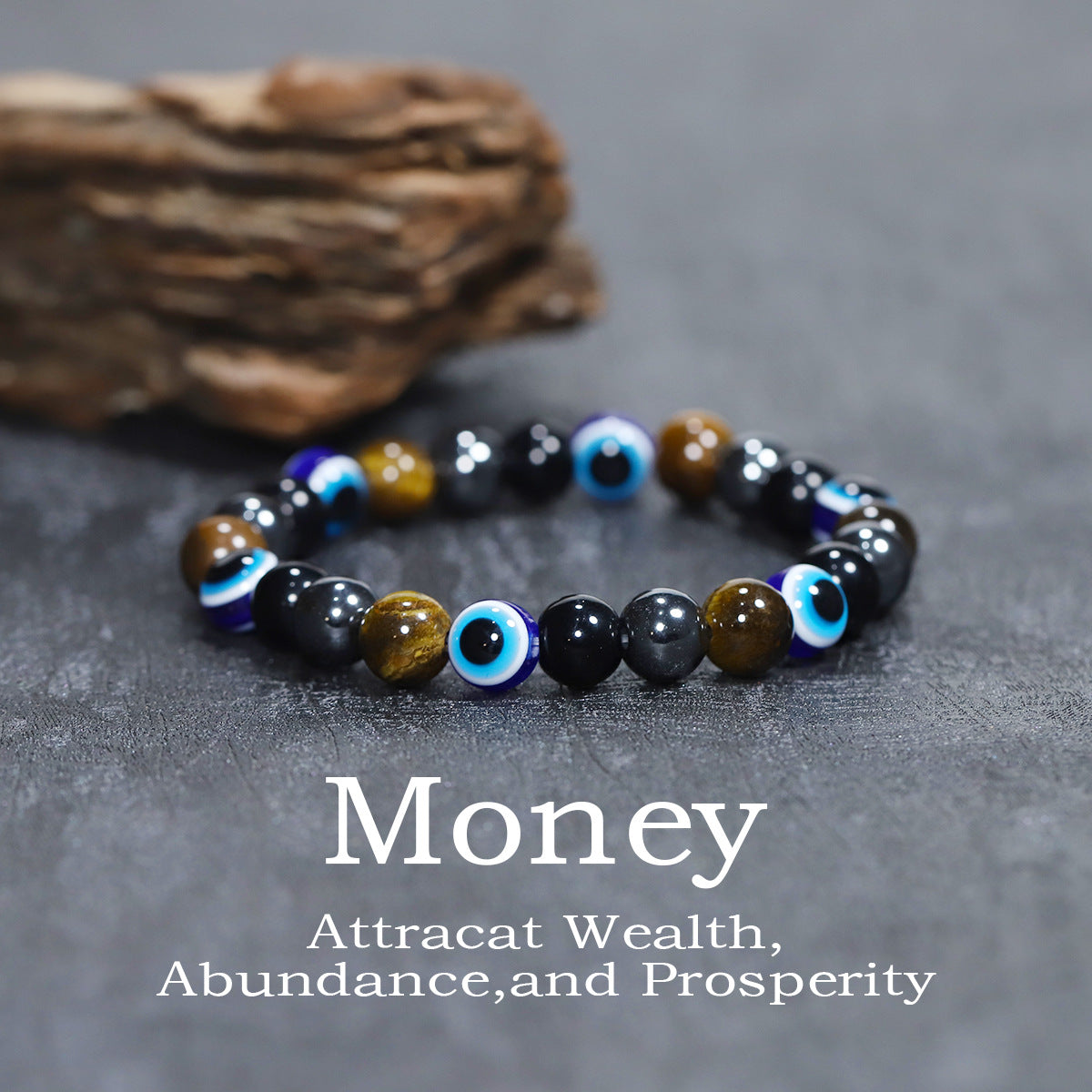 Tigereye Natural Stone Beaded Crystal Unisex Bracelet