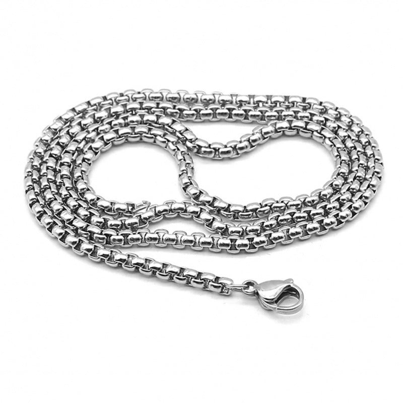 Women's & Men's Stainless Steel Square Pearl Chain Fashion Simple Titanium Necklace