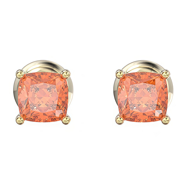 Austrian Crystal Thick Gold Plated Double-sided Rotating Earrings