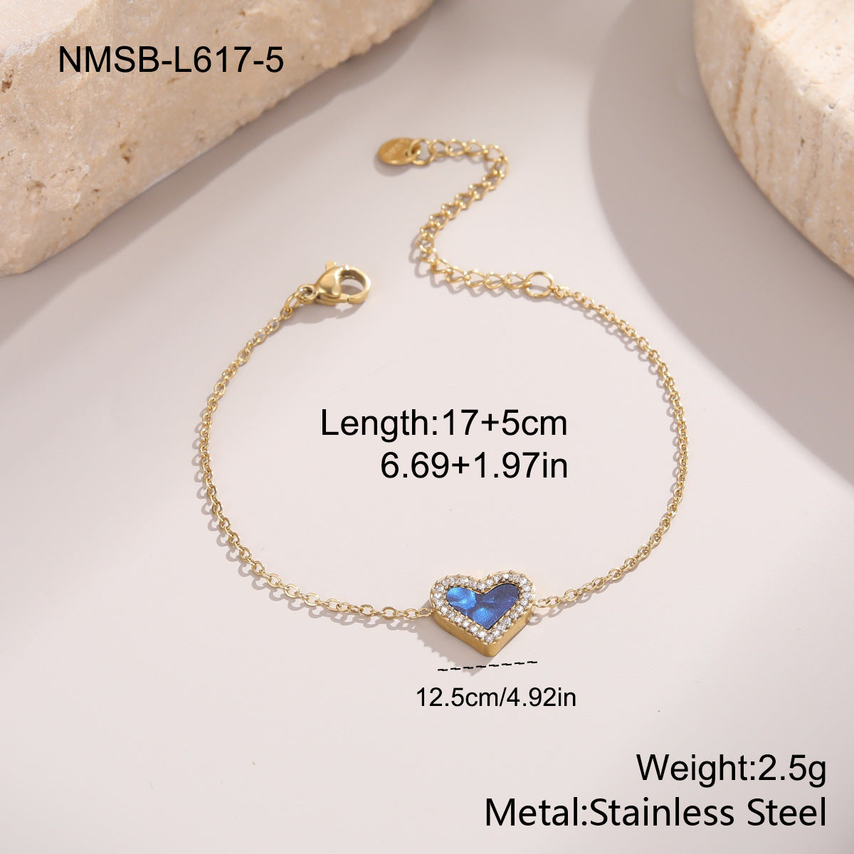 Women's Stainless Steel Retro Micro Rhinestone Heart Exquisite Refined Grace Bracelet