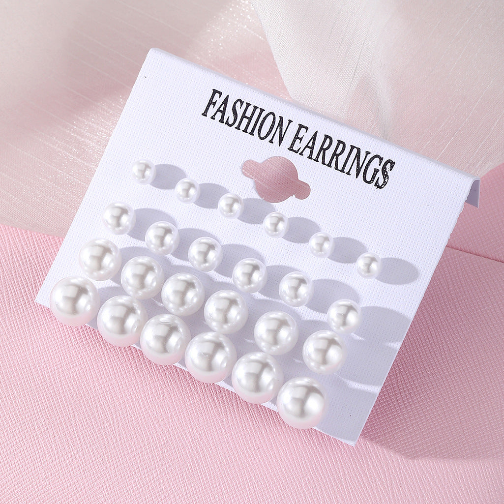 Women's Geometry Pattern Ear One Card Commuter Imitation Pearl Earings Earrings