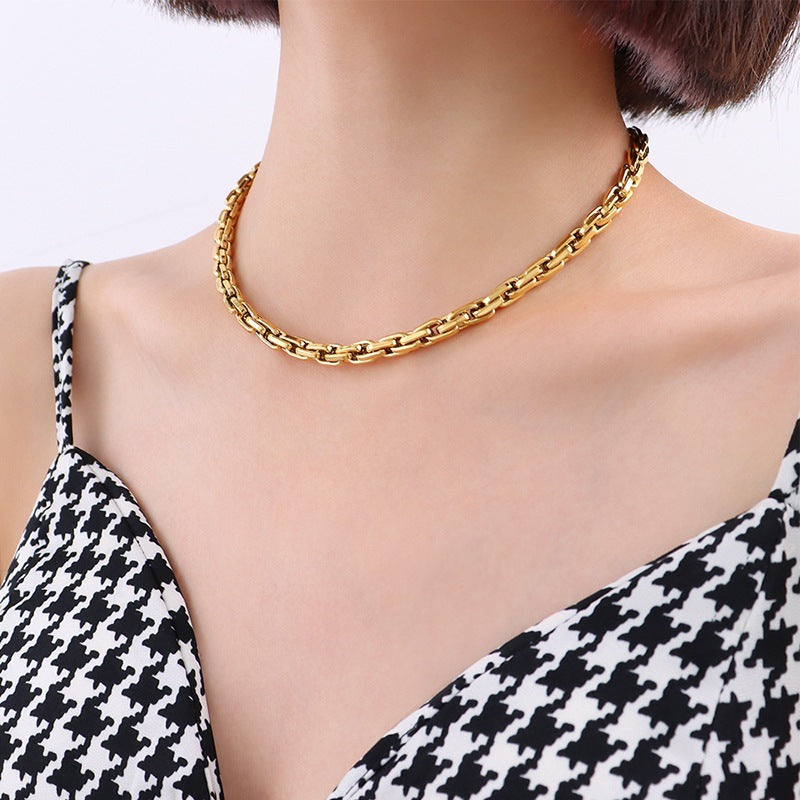 Titanium Steel Chain Gold Plated Bath Necklaces