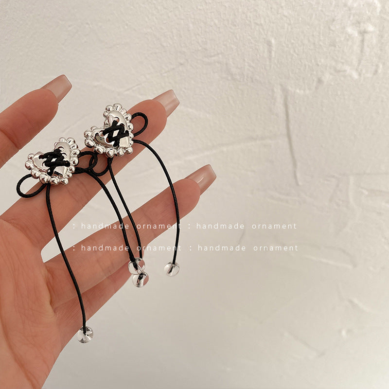 Heart Sier Bow Love Female Irregular Earrings