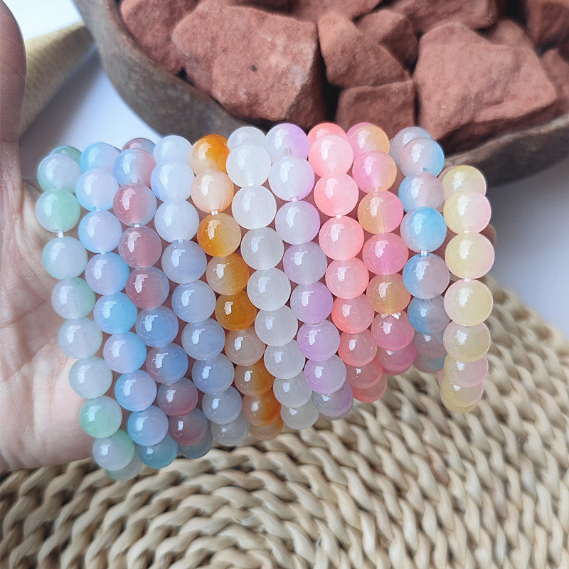Hand Toy Gradient Color Glass Beads Primary School Beaded Can Bracelets