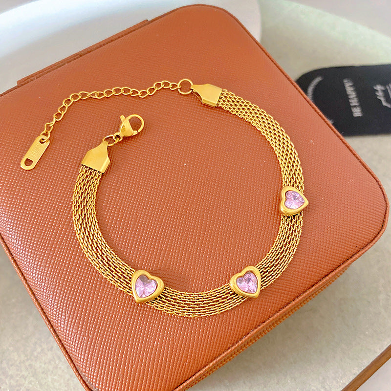 Light Luxury Micro Inlaid Zircon Woven Wire Mesh Fashion Temperament Bracelet
