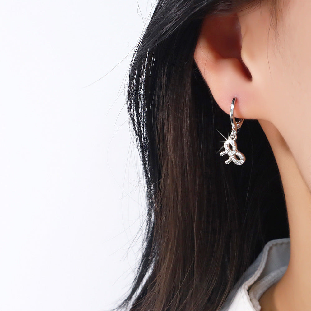 Women's Bow Full Diamond Clip Exquisite Hollow Niche Style Design Ear Buckle