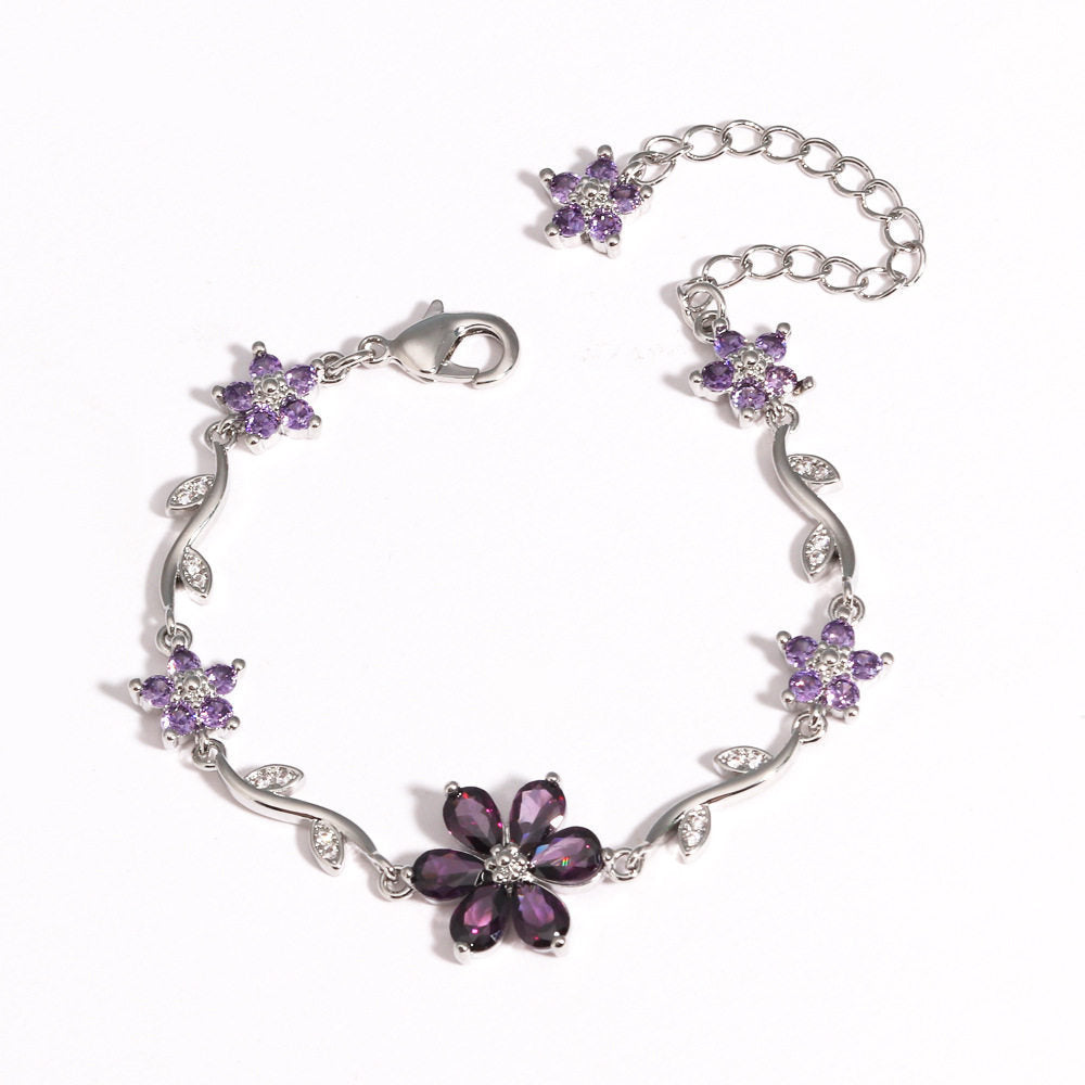Cute Sweet Pastoral Style Love Heart Flowers Valentine's Day Bracelet