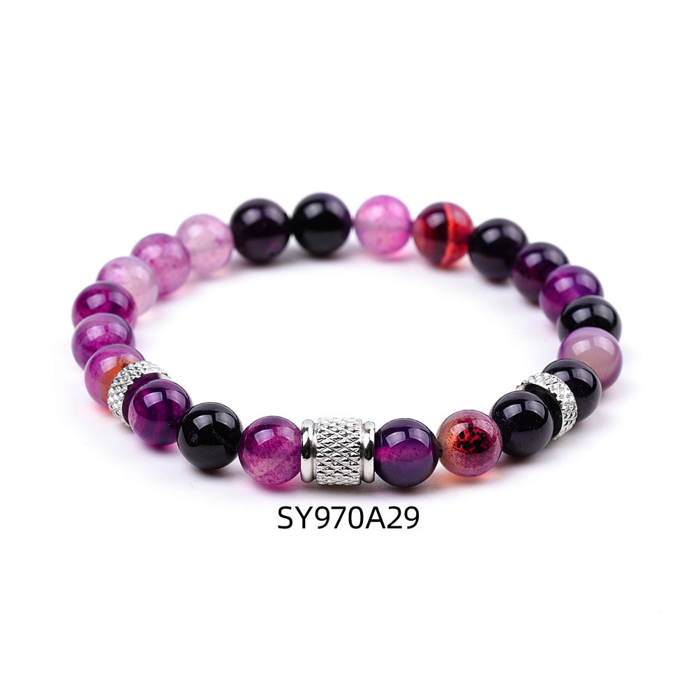 Stainless Steel Frosted Indian Agate Tigereye Striped Bracelets