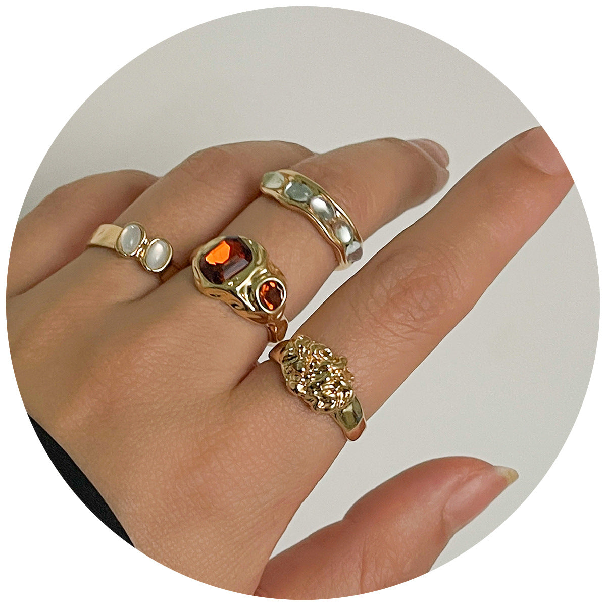 Sweet Cool Lava Geometric Diamond Suit Personality Rings