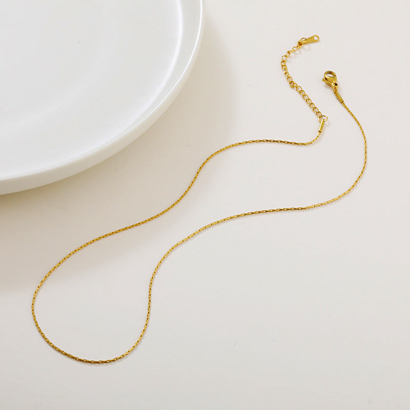 Single Chain Box Melon Seeds Side Hammer Round Snake Bone Necklaces
