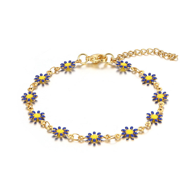 Titanium Steel Ornament Gold Little Daisy Bracelets
