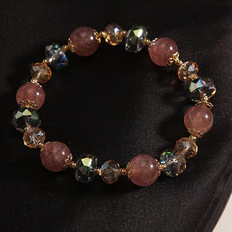 Strawberry Crystal Fashion Female Live Glass Chipping Bracelets