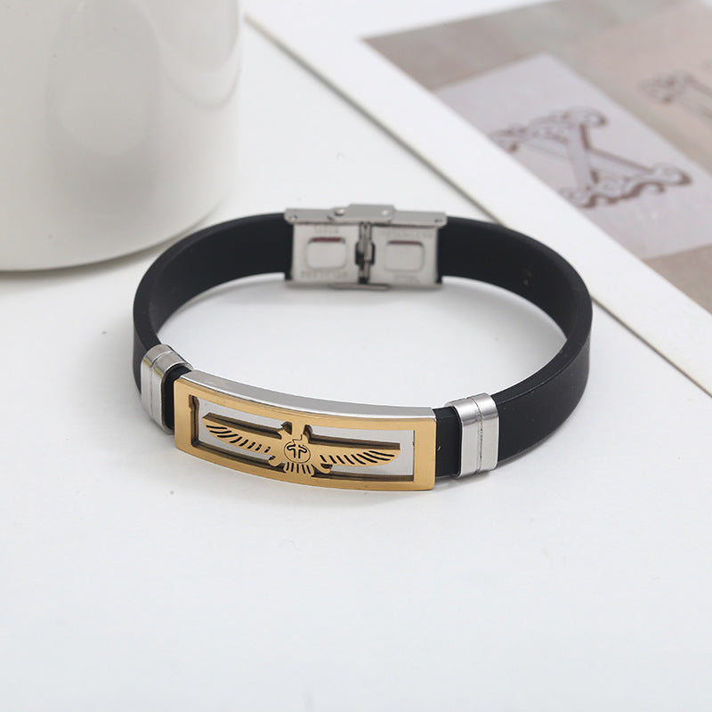 Men's Silicone Retro Personalized Stainless Steel Bracelets
