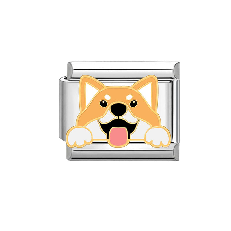 Hot Stainless Steel Italian Module Puppy Pattern Free Bracelet