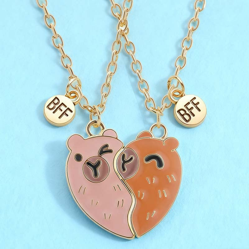 Love Magnetic Good Friend Heart-shaped Three-piece Necklace