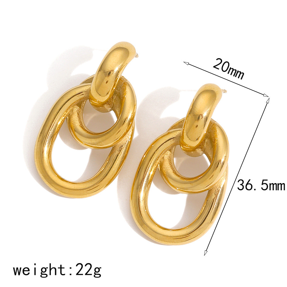 Circle Titanium Steel Female Fashion Ear Earrings