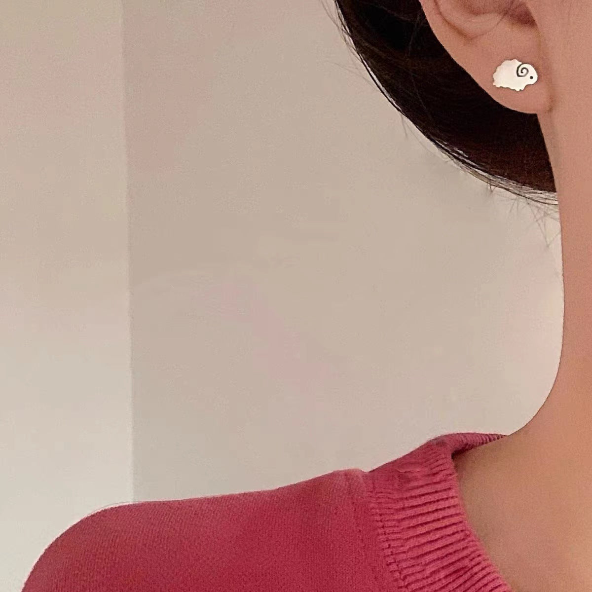 Cute Little Sheep Female Trendy Heart Petite Personal Stud Earrings