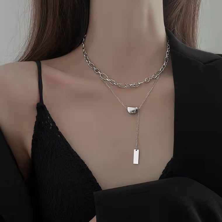 Women's & Men's Fashion Simple Titanium Steel Sweater Chain Personalized Hip Hop Necklace
