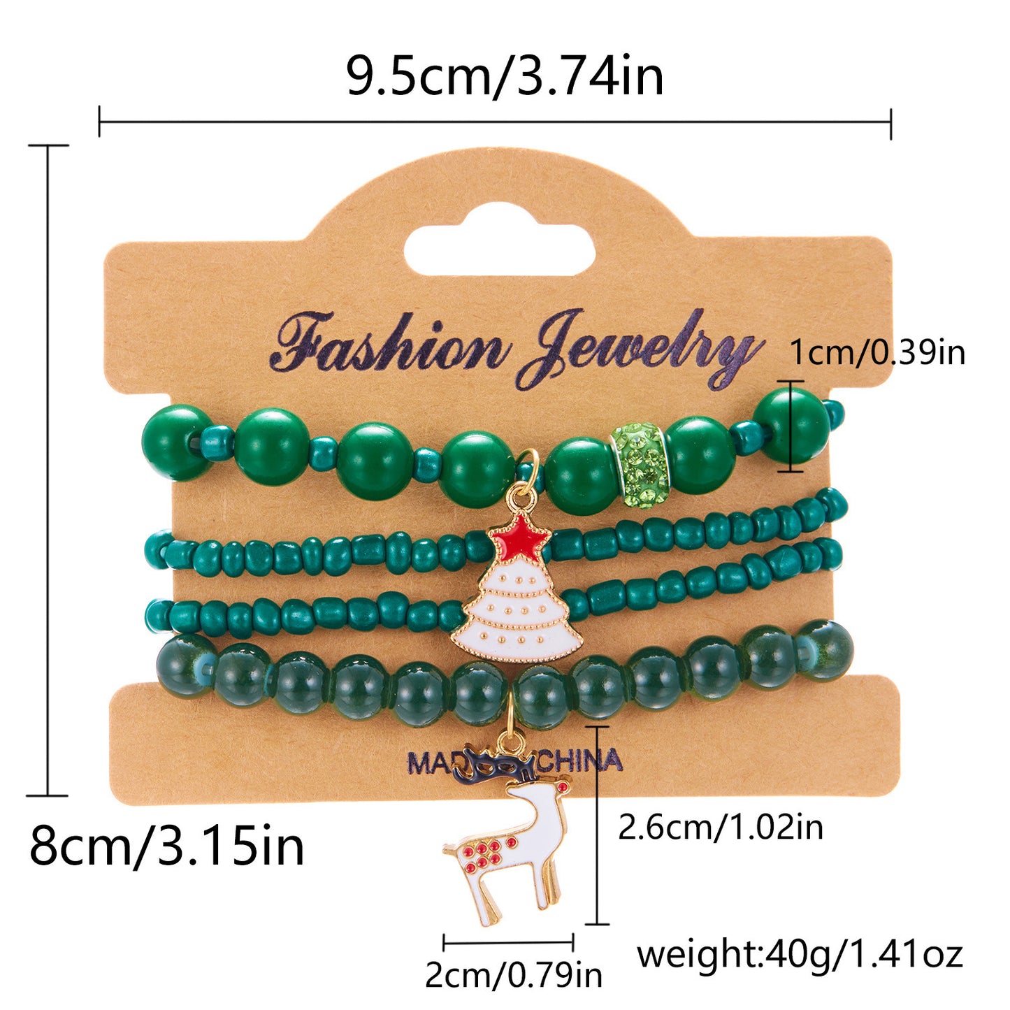 Women's Christmas Elements Beads Stringed Fashion Santa Bracelets