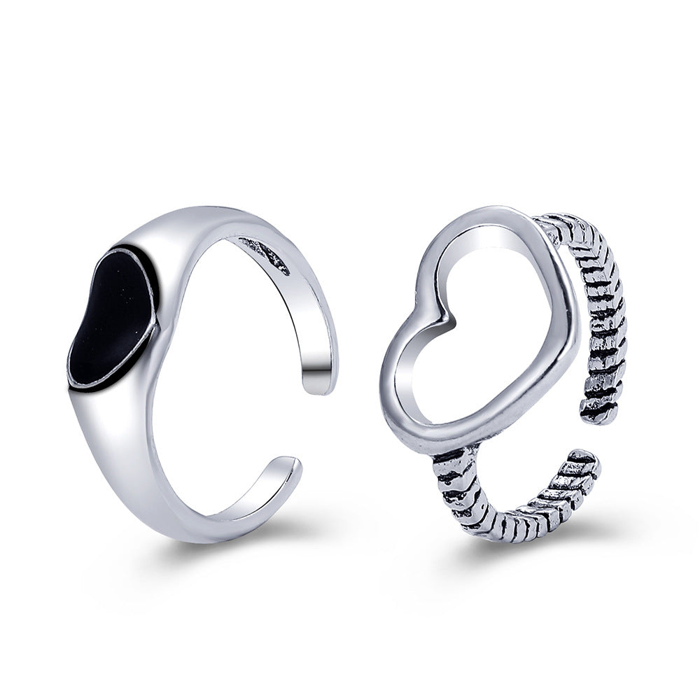 Hollow Heart Set Creative Elegant Niche Style Rings